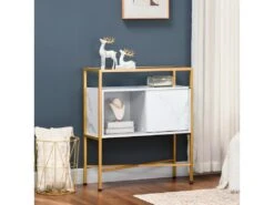 Console Style Art Déco TYSSANDRE Dorée Et Blanche -Mobilier De Restaurant buffet 21987379