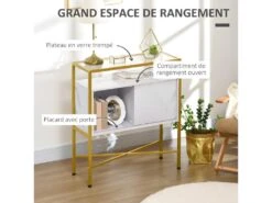 Console Style Art Déco TYSSANDRE Dorée Et Blanche -Mobilier De Restaurant buffet 21987381