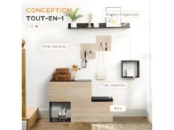 Organisateur D'entrée 5 éléments CALMS Aspect Chêne Clair Et Noir -Mobilier De Restaurant buffet 21987419