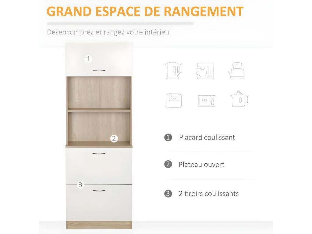 Buffet De Cuisine NEWCASTLE Bois Et Blanc 5 Buffet De Cuisine NEWCASTLE Bois Et Blanc – Image 5