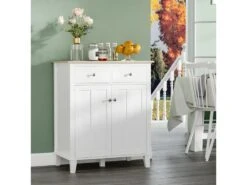 Buffet 2 Portes SONIA Coloris Bois Et Blanc -Mobilier De Restaurant buffet 21987449