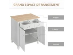 Buffet 2 Portes SONIA Coloris Bois Et Blanc -Mobilier De Restaurant buffet 21987451