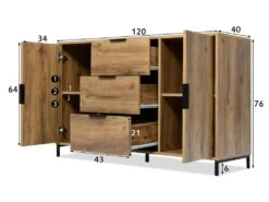Buffet Avec 2 Portes + 3 Tiroirs + étagères Réglables - Naturel -Mobilier De Restaurant buffet 22040951