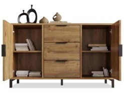 Buffet Avec 2 Portes + 3 Tiroirs + étagères Réglables - Naturel -Mobilier De Restaurant buffet 22040961