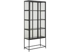 Sea Vitrine A, 2 Portes Vitrées Et 4 Tablettes De Rangement, Noir.