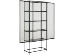 Sea Vitrine A, 2 Portes Vitrées Et 4 Tablettes De Rangement, Noir. -Mobilier De Restaurant buffet 22047499