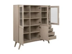 Martha Vitrine Avec 3 Portes Vitrées, 2 Portes En Bois Et 4 Tiroirs, Chêne. -Mobilier De Restaurant buffet 22047529