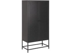 Newcastle Vitrine Avec 2 Portes, Grillagées En Métal Noir.