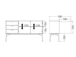 Fur Buffet Avec 2 Portes Et 3 Tiroirs, Blanc Mat / Gris. -Mobilier De Restaurant buffet 22086299