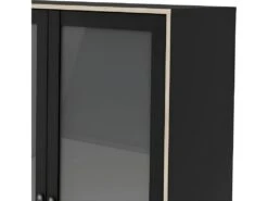 Strive Armoire Vitrine 2 Portes Vitrées, 3 Tiroirs, Noir Mat, Finition Structure Chêne. -Mobilier De Restaurant buffet 22086861