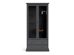 Venedig Vitrine 2 Portes Vitrées Et 2 Tiroirs, Gris Mat. -Mobilier De Restaurant buffet 22086981