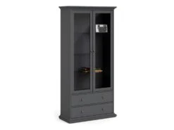 Venedig Vitrine 2 Portes Vitrées Et 2 Tiroirs, Gris Mat. -Mobilier De Restaurant buffet 22086983