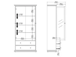 Venedig Vitrine 2 Portes Vitrées Et 2 Tiroirs, Gris Mat. -Mobilier De Restaurant buffet 22086987