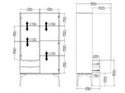 Fur Vitrine Avec 1 Porte, 1 Porte Vitrée Et 2 Tiroirs, Blanc Mat / Gris. -Mobilier De Restaurant buffet 22087055