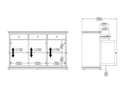 Venedig Buffet 3 Portes Et 3 Tiroirs, Gris Mat. -Mobilier De Restaurant buffet 22087189