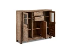 Alana Vitrine Avec 3 Portes Et 2 Tiroirs, En Bois D'acacia Teinté Brun, Livrée Prête à L'emploi. -Mobilier De Restaurant buffet 22149575