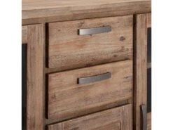 Alana Vitrine Avec 3 Portes Et 2 Tiroirs, En Bois D'acacia Teinté Brun, Livrée Prête à L'emploi. -Mobilier De Restaurant buffet 22149577