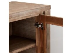 Alana Vitrine Avec 3 Portes Et 2 Tiroirs, En Bois D'acacia Teinté Brun, Livrée Prête à L'emploi. -Mobilier De Restaurant buffet 22149581