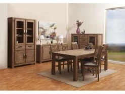 Alana Vitrine Avec 3 Portes Et 2 Tiroirs, En Bois D'acacia Teinté Brun, Livrée Prête à L'emploi. -Mobilier De Restaurant buffet 22149583