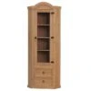 New Mexico Armoire D'angle Avec 1 Porte Vitrée Et 2 Tiroirs, Délavé Et Ciré.