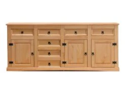 New Mexico Buffet Avec 7 Tiroirs Et 3 Portes, Largeur 200 Cm, Hauteur 84 Cm, Délavé/ciré.