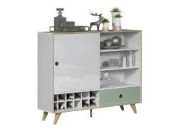 Adelaide Buffet 1 Porte, 2 Tablettes, 1 Tiroir, 1 Casier à Vin Blanc,vert. -Mobilier De Restaurant buffet 22158805