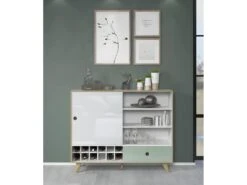 Adelaide Buffet 1 Porte, 2 Tablettes, 1 Tiroir, 1 Casier à Vin Blanc,vert. -Mobilier De Restaurant buffet 22158807