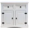 New Mexico Buffet, Largeur 91 Cm, Hauteur 84 Cm, Avec 2 Tiroirs Et 2 Portes, Blanc/ciré.