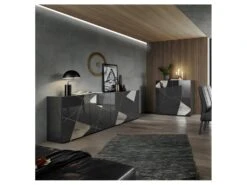 Buffet 4 Portes Laqué Gris Brillant - METRIA -Mobilier De Restaurant buffet 22208691