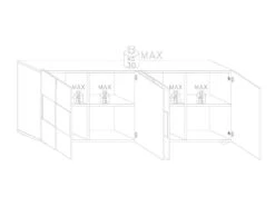 Buffet 4 Portes Laqué Gris Brillant - METRIA -Mobilier De Restaurant buffet 22208693