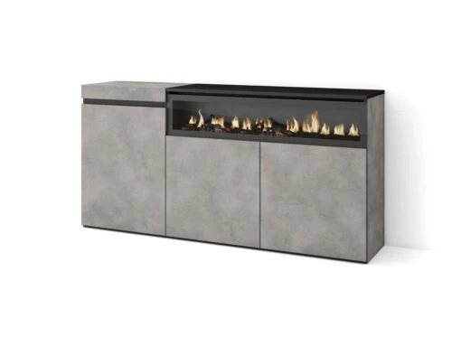 Buffet Salon Et Cuisine, 150x75x35cm, 3 Portes, Cheminée électrique, Ciment 4 Buffet Salon Et Cuisine, 150x75x35cm, 3 Portes, Cheminée électrique, Ciment -Mobilier De Restaurant buffet 22218031