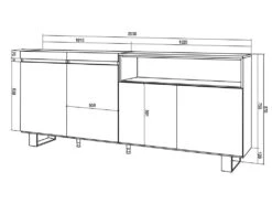 Buffet Salon Et Cuisine, 200x87x35cm, 4 Portes, Design Industriel, Ciment -Mobilier De Restaurant buffet 22226923