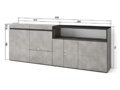 Buffet Salon Et Cuisine, 200x75x35cm, 4 Portes, Meuble Chaussure, Ciment -Mobilier De Restaurant buffet 22244185