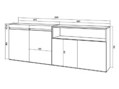 Buffet Salon Et Cuisine, 200x75x35cm, 4 Portes, Meuble Chaussure, Ciment -Mobilier De Restaurant buffet 22244187