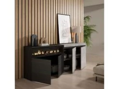 Buffet Salon Et Cuisine, 200x75x35cm, 4 Portes, Cheminée électrique, Ciment 11 Buffet Salon Et Cuisine, 200x75x35cm, 4 Portes, Cheminée électrique, Ciment -Mobilier De Restaurant buffet 22246775