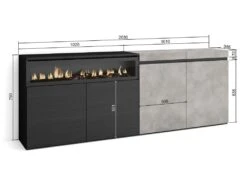 Buffet Salon Et Cuisine, 200x75x35cm, 4 Portes, Cheminée électrique, Ciment 12 Buffet Salon Et Cuisine, 200x75x35cm, 4 Portes, Cheminée électrique, Ciment -Mobilier De Restaurant buffet 22246777
