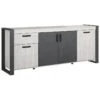 Buffet Enfilade CESAR - Décor Portofino Gris Et Steam Noir - 1 Tiroir Et 4 Portes - L 217,8 X P 49,8 X H 86,7 Cm -