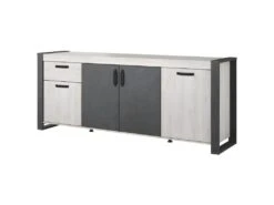 Buffet Enfilade CESAR - Décor Portofino Gris Et Steam Noir - 1 Tiroir Et 4 Portes - L 217,8 X P 49,8 X H 86,7 Cm - -Mobilier De Restaurant buffet 22432105