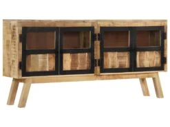 Buffet Marron Et Noir 160x30x76 Cm Bois Massif De Manguier