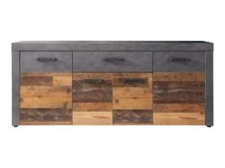 Buffet - Mélaminé Vieux Bois - Naturel-Gris - 178 - 77 - 40 Cm