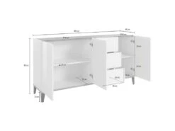 Placard Dlong, Buffet De Cuisine Avec 3 Portes Et 3 Tiroirs, Buffet De Salon, 100% Made In Italy, Cm 160x40h82, Ardoise Et Érable -Mobilier De Restaurant buffet 22846543