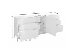 Placard Dchaji, Buffet De Cuisine Avec 1 Porte Et 6 Tiroirs, Buffet De Salon, Buffet De Cuisine, 100% Made In Italy, Cm 170x40h47, Anthracite Brillant -Mobilier De Restaurant buffet 22846963