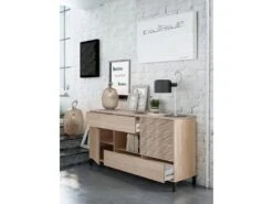 Buffet Haut Dndo, Buffet Moderne à 2 Portes, Buffet Du Salon, Meuble TV, Buffet Avec Pieds Pour Salon, 151x41h80 Cm, Chêne -Mobilier De Restaurant buffet 22847359