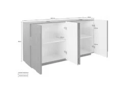 Placard Dlanzar, Buffet De Cuisine à 4 Portes, Buffet De Salon, 100% Made In Italy, Cm 162x44h86, Slate 7 Placard Dlanzar, Buffet De Cuisine à 4 Portes, Buffet De Salon, 100% Made In Italy, Cm 162x44h86, Slate -Mobilier De Restaurant buffet 22847785