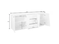 Placard Dmicill, Buffet De Cuisine Avec 4 Portes Et 3 Tiroirs, Buffet De Salon, 100% Made In Italy, Cm 220x43h86, Blanc Brillant -Mobilier De Restaurant buffet 22848297