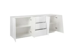 Placard Dmicill, Buffet De Cuisine Avec 4 Portes Et 3 Tiroirs, Buffet De Salon, 100% Made In Italy, Cm 220x43h86, Blanc Brillant -Mobilier De Restaurant buffet 22848299