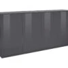 Placard Dnande, Buffet De Cuisine à 4 Portes, Buffet De Salon, 100% Made In Italy, Cm 180x41h86, Anthracite Brillant