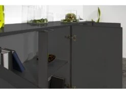 Placard Dnande, Buffet De Cuisine à 4 Portes, Buffet De Salon, 100% Made In Italy, Cm 180x41h86, Anthracite Brillant 8 Placard Dnande, Buffet De Cuisine à 4 Portes, Buffet De Salon, 100% Made In Italy, Cm 180x41h86, Anthracite Brillant -Mobilier De Restaurant buffet 22848307