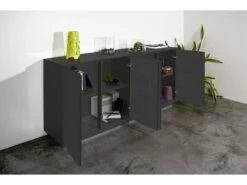 Placard Dnande, Buffet De Cuisine à 4 Portes, Buffet De Salon, 100% Made In Italy, Cm 180x41h86, Anthracite Brillant 9 Placard Dnande, Buffet De Cuisine à 4 Portes, Buffet De Salon, 100% Made In Italy, Cm 180x41h86, Anthracite Brillant -Mobilier De Restaurant buffet 22848309