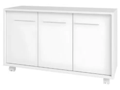 Buffet Blanc 3 Portes 3 Niches Sur Roulettes LINE